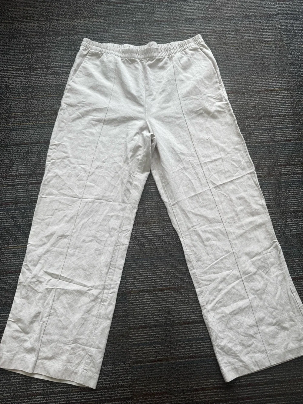 Women’s Beige Casual Linen-Blend Pants